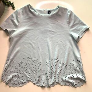 Design Lab Faux suede blue scalloped hem cutout Small